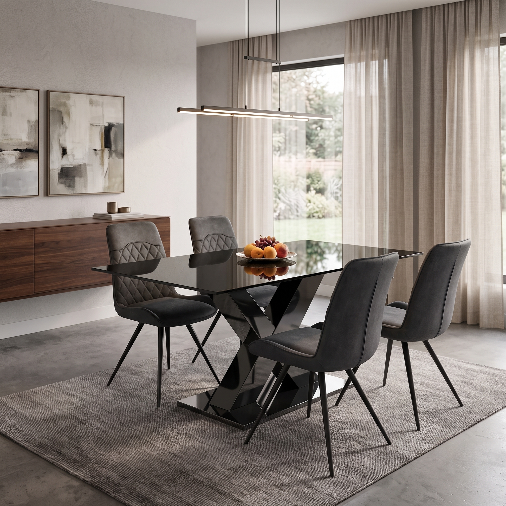 ‘Warrior’ Charcoal Grey Fabric Set of 4 Standard Dining Chairs Furniture Village