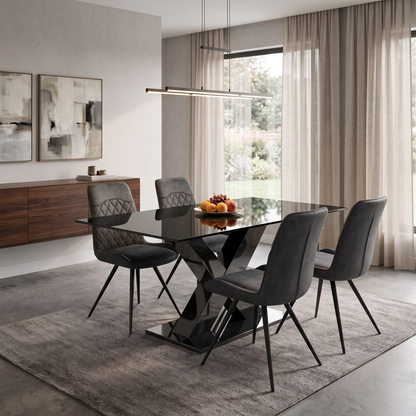 ‘Warrior’ Charcoal Grey Fabric Set of 4 Standard Dining Chairs Furniture Village