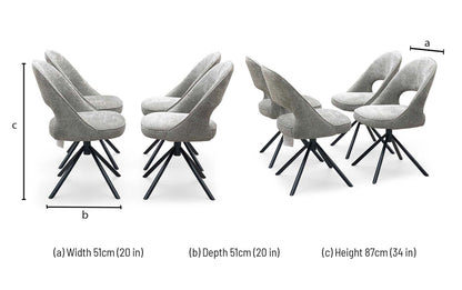 ‘Tiber' Truffle Brown Fabric Set of 4 Swivel Dining Chairs Furniture Village