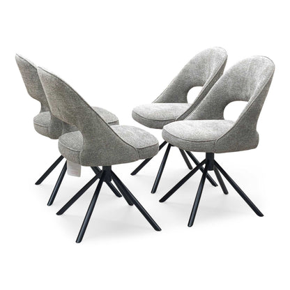 ‘Tiber' Truffle Brown Fabric Set of 4 Swivel Dining Chairs Furniture Village