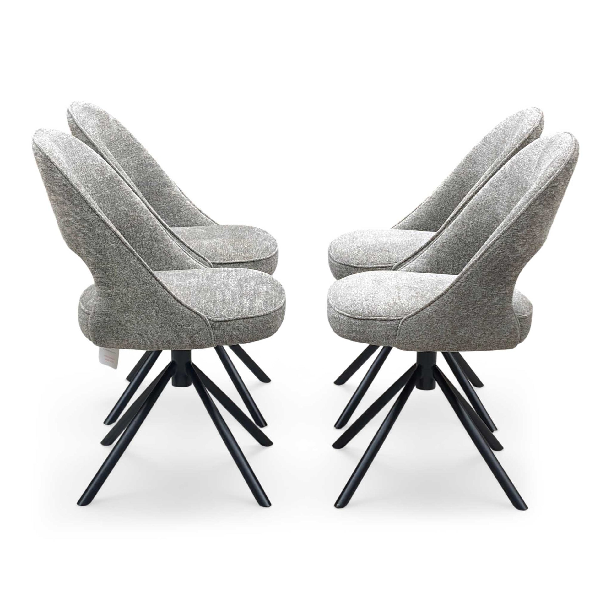 ‘Tiber' Truffle Brown Fabric Set of 4 Swivel Dining Chairs Furniture Village