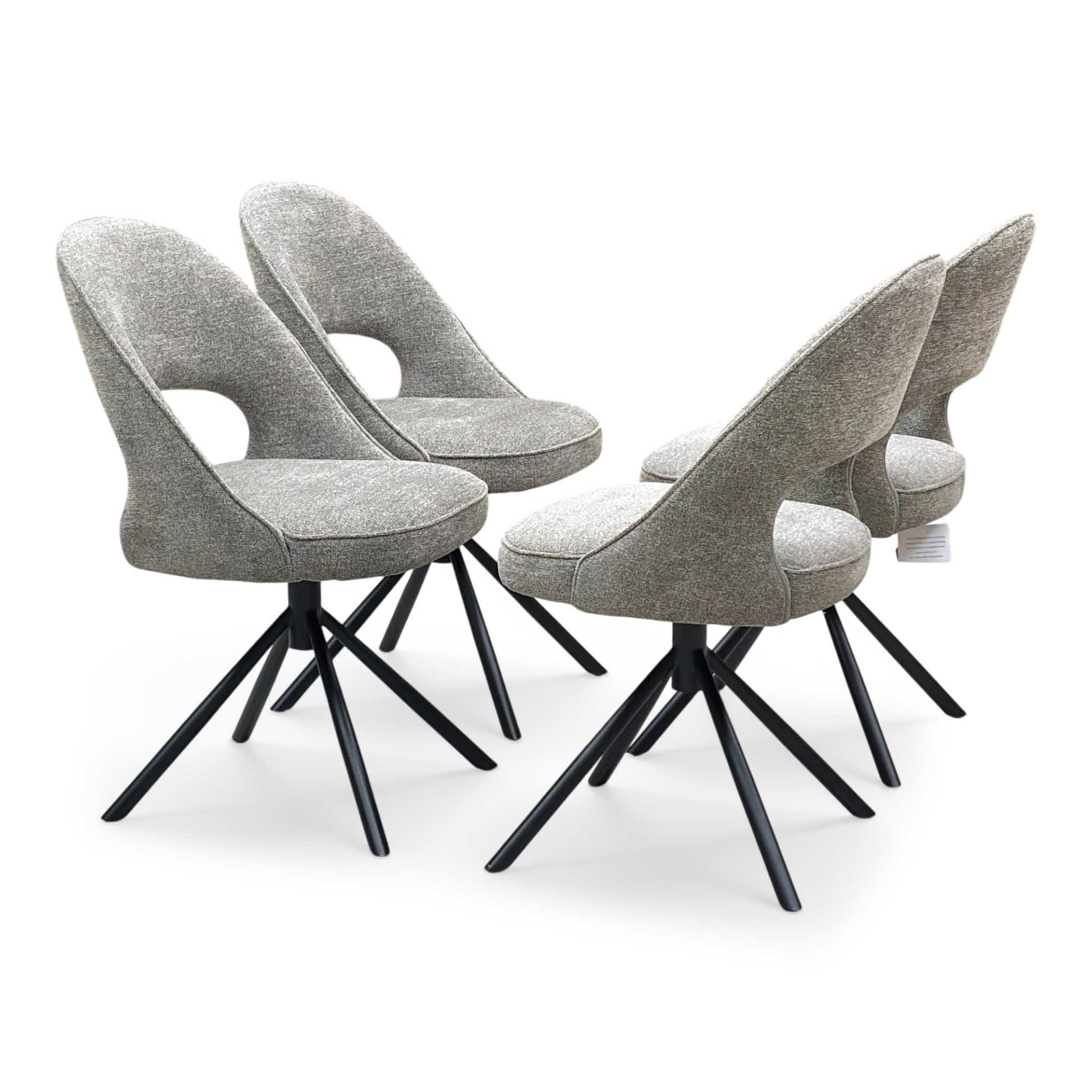 ‘Tiber' Truffle Brown Fabric Set of 4 Swivel Dining Chairs Furniture Village