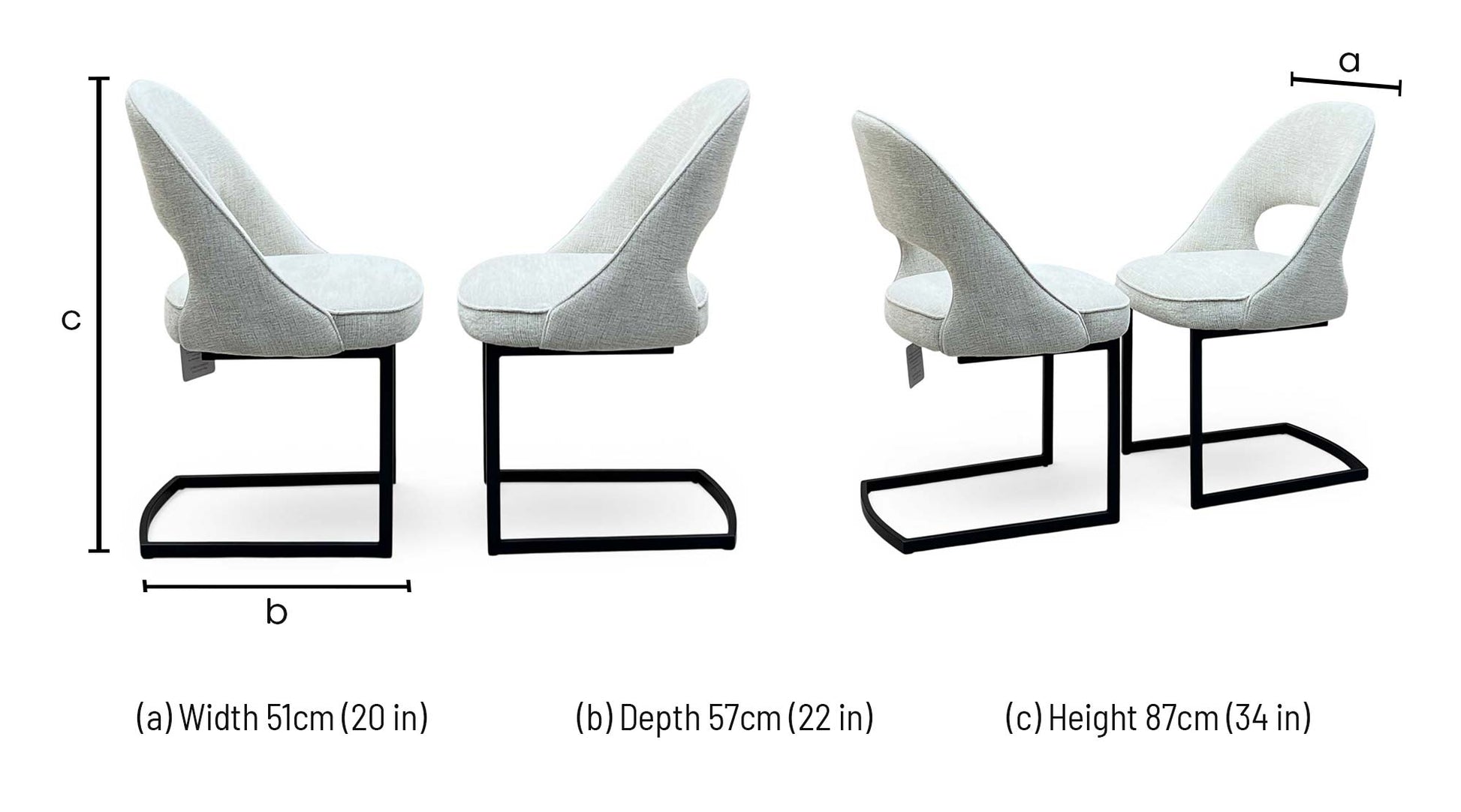 'Tiber' Alabaster Beige Fabric Cantilever Dining Chairs - Set of 2 Furniture Village