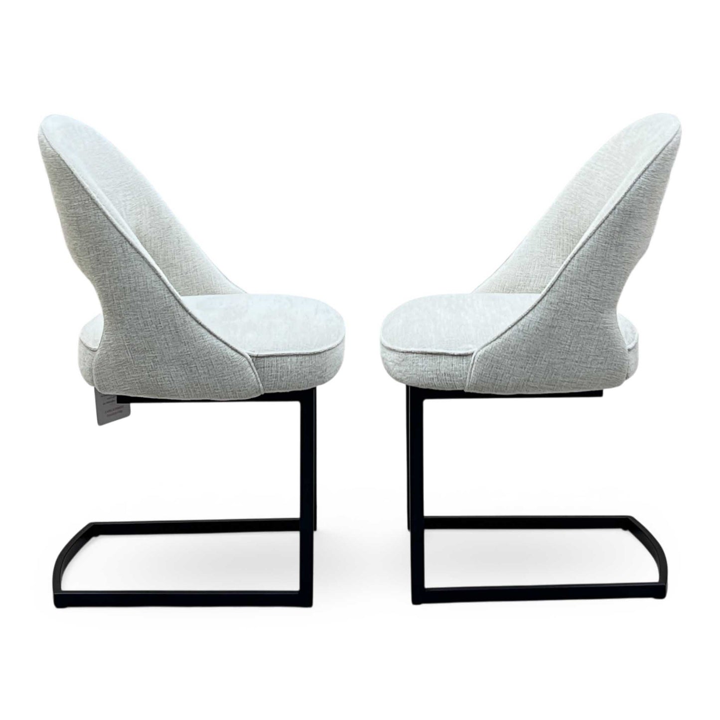 'Tiber' Alabaster Beige Fabric Cantilever Dining Chairs - Set of 2 Furniture Village