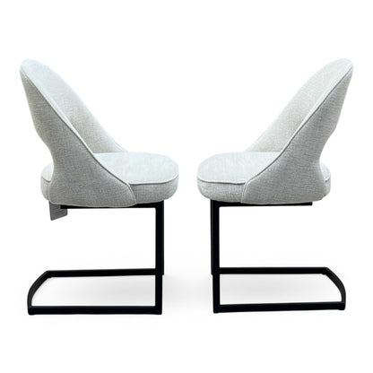 'Tiber' Alabaster Beige Fabric Cantilever Dining Chairs - Set of 2 Furniture Village