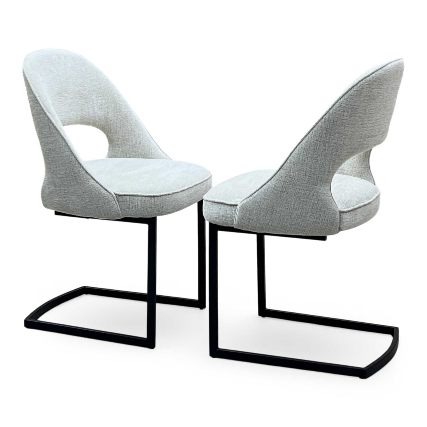 'Tiber' Alabaster Beige Fabric Cantilever Dining Chairs - Set of 2 Furniture Village