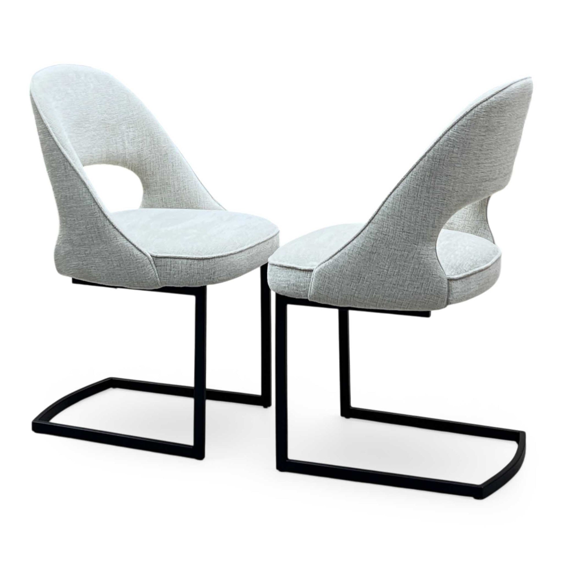 'Tiber' Alabaster Beige Fabric Cantilever Dining Chairs - Set of 2 Furniture Village