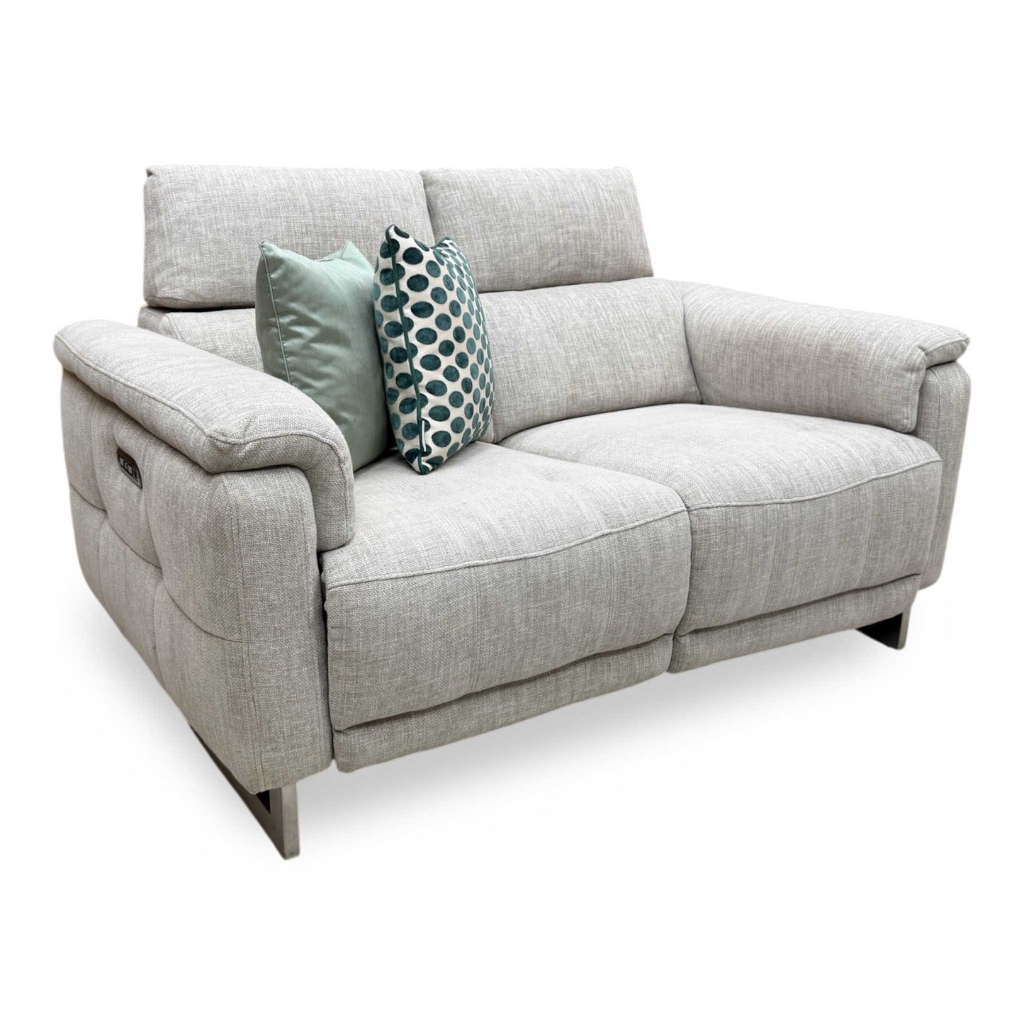 'Moet' Anivia Khaki Fabric 2 Seater Power Recliner Sofa with Telescopic Headrests Furniture Village