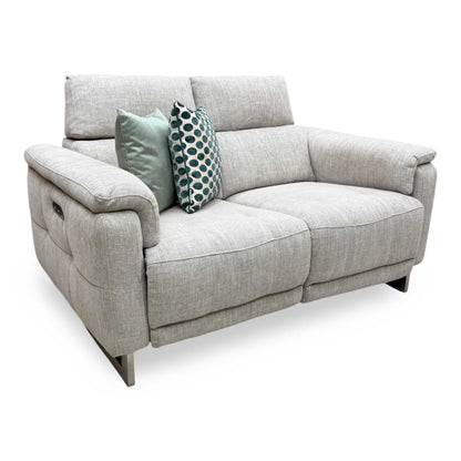 'Moet' Anivia Khaki Fabric 2 Seater Power Recliner Sofa with Telescopic Headrests Furniture Village