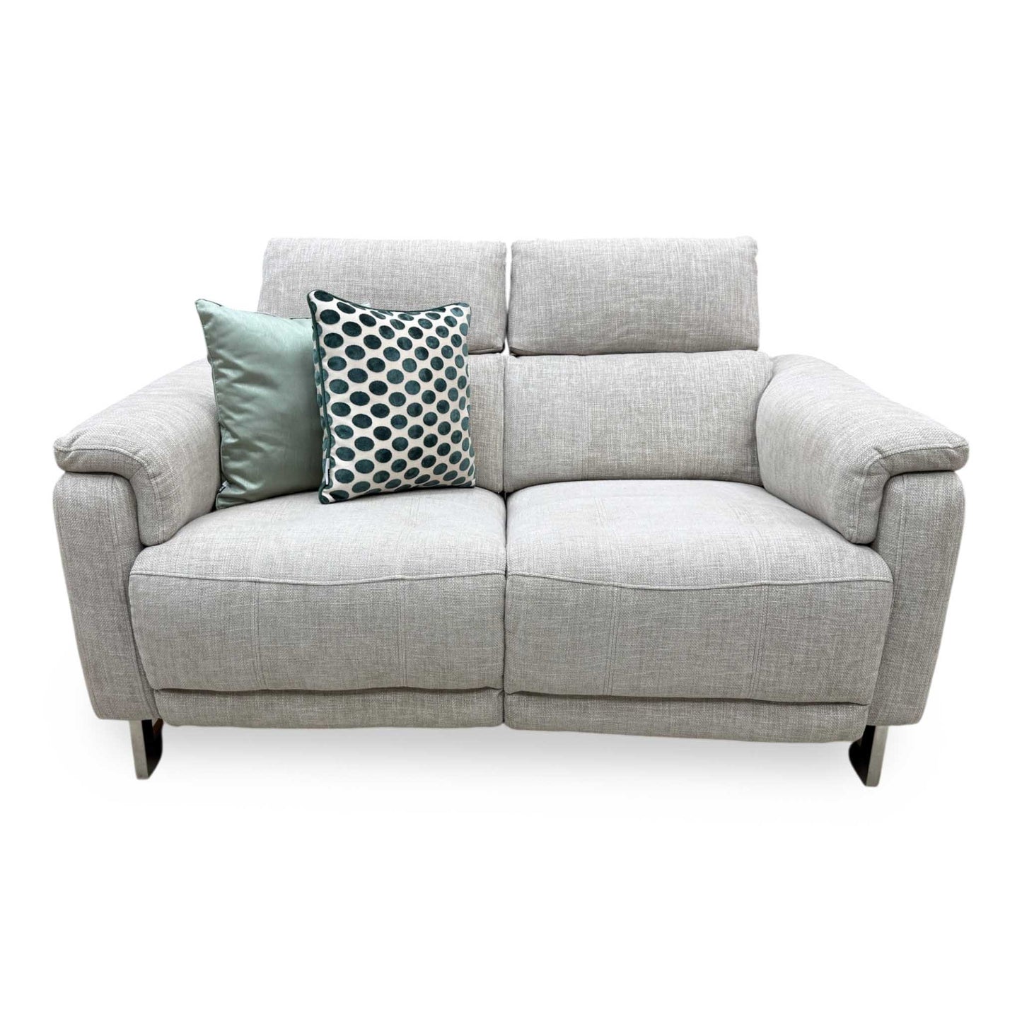 'Moet' Anivia Khaki Fabric 2 Seater Power Recliner Sofa with Telescopic Headrests Furniture Village
