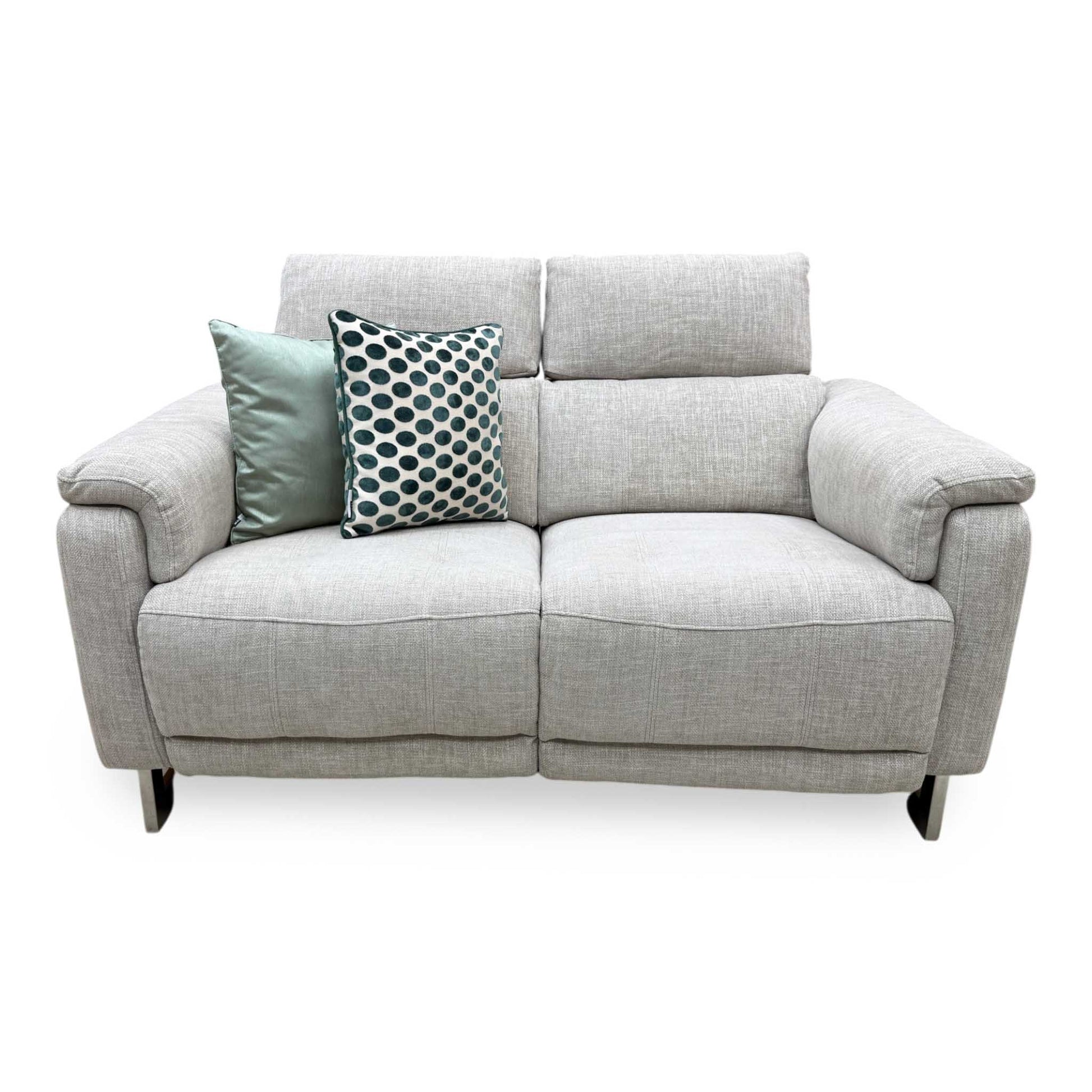 'Moet' Anivia Khaki Fabric 2 Seater Power Recliner Sofa with Telescopic Headrests Furniture Village