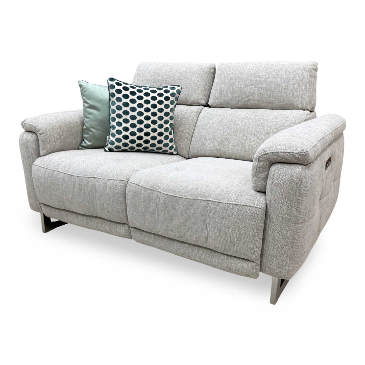 'Moet' Anivia Khaki Fabric 2 Seater Power Recliner Sofa with Telescopic Headrests Furniture Village