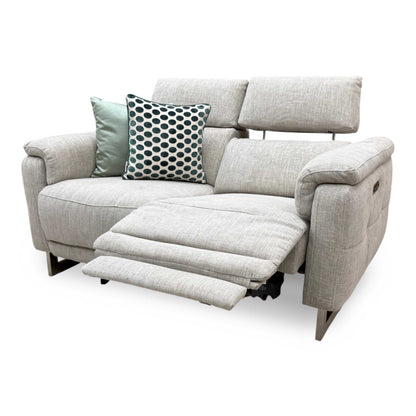 'Moet' Anivia Khaki Fabric 2 Seater Power Recliner Sofa with Telescopic Headrests Furniture Village