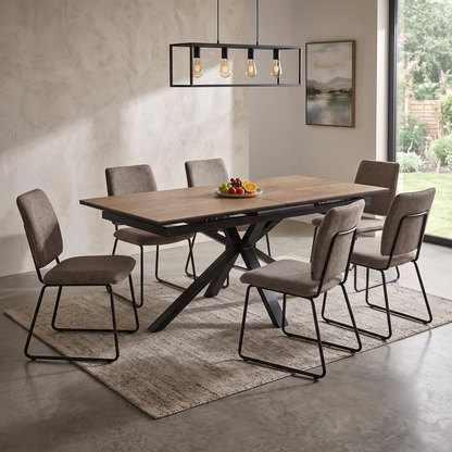 ‘Jupiter’ Dark Oak Pop Up Extending Dining Table Furniture Village