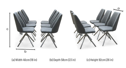 ‘Grigio' Grey Fabric Set of 6 Swivel Dining Chairs Furniture Village