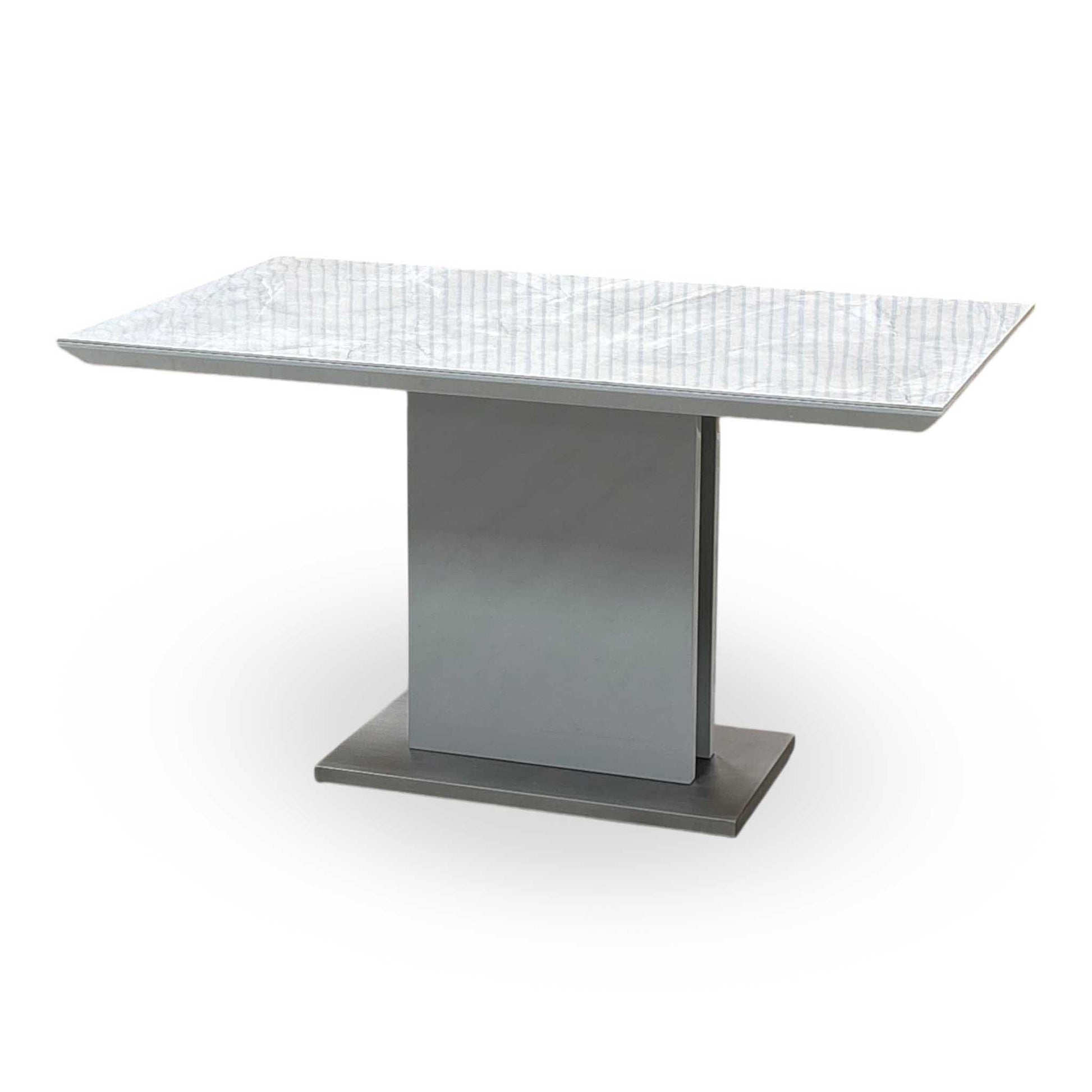 ‘Grigio' Ceramic Top Fixed Dining Table with Grey Fabric Swivel Dining Chairs - Set of 6 Furniture Village