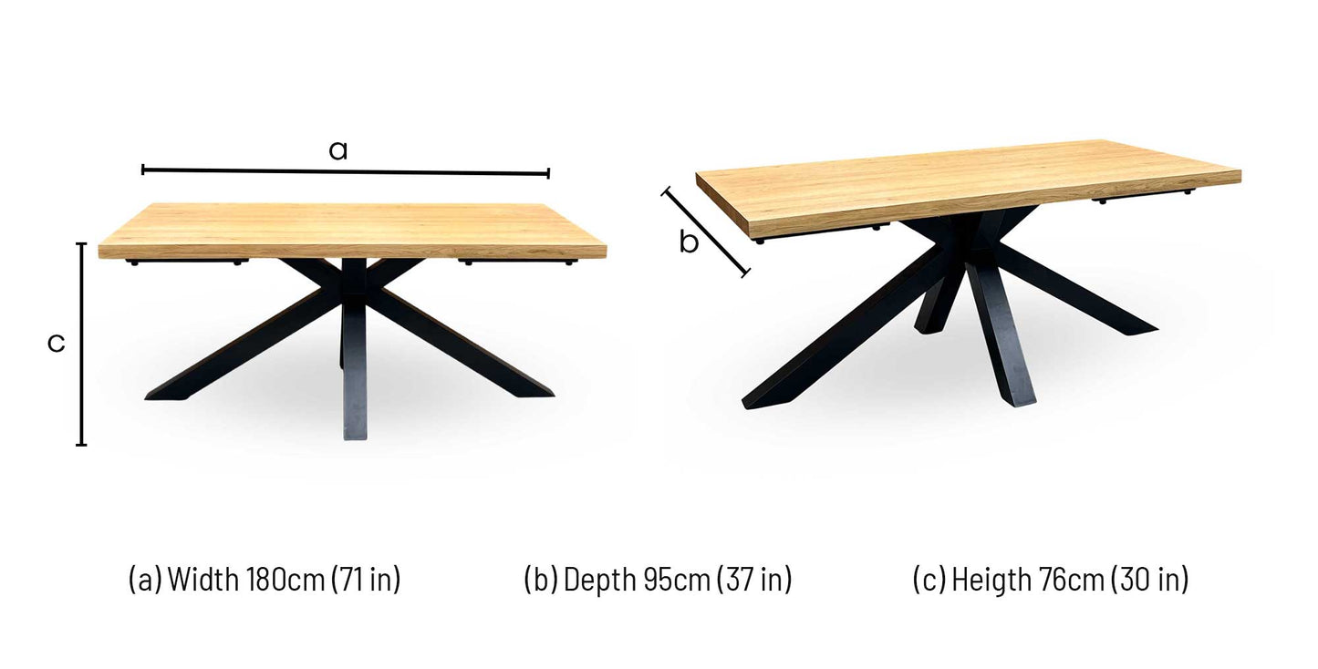 ‘Earth’ Solid Oak 180cm Star Base Dining Table Furniture Village