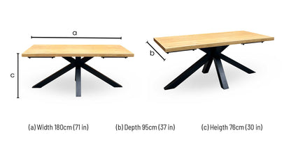 ‘Earth’ Solid Oak 180cm Star Base Dining Table Furniture Village