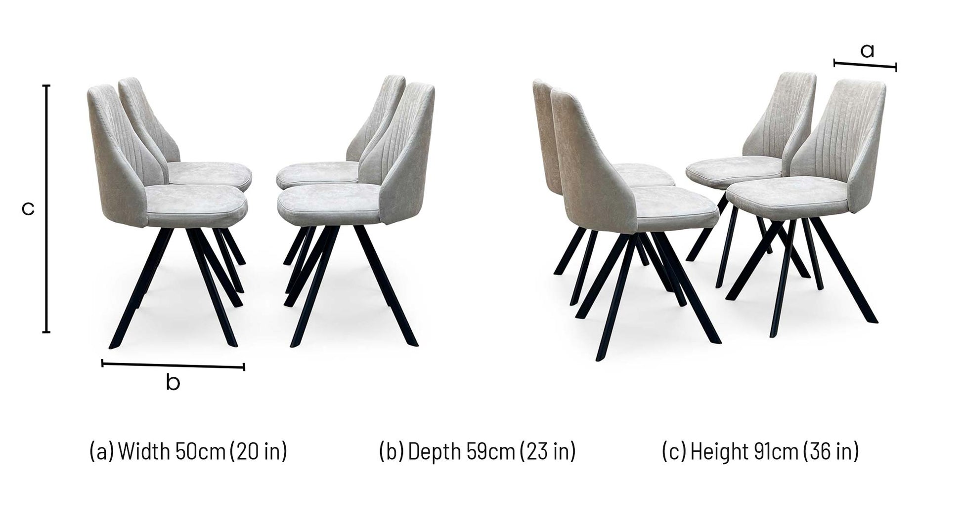 ‘Vida’ Taupe Fabric Set of 4 Swivel Dining Chairs Furniture Village