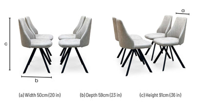 ‘Vida’ Taupe Fabric Set of 4 Swivel Dining Chairs Furniture Village