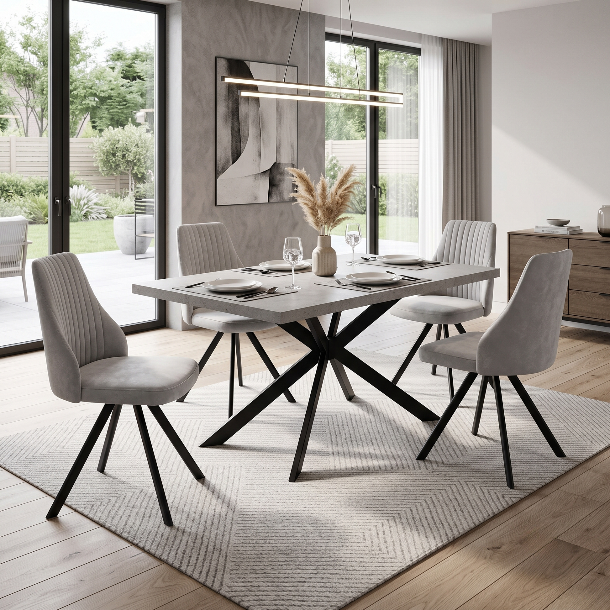 ‘Vida’ Taupe Fabric Set of 4 Swivel Dining Chairs Furniture Village