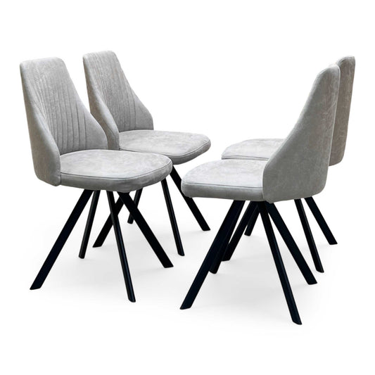 ‘Vida’ Taupe Fabric Set of 4 Swivel Dining Chairs Furniture Village