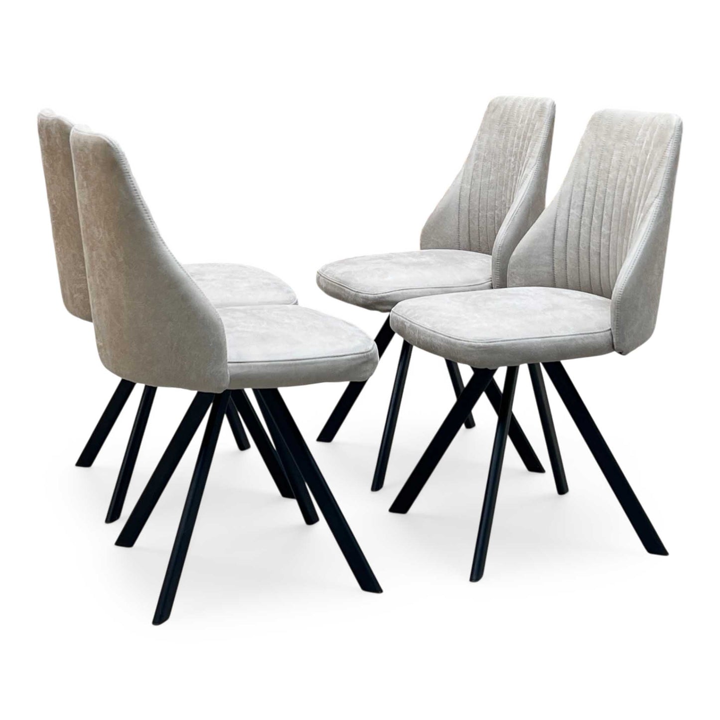 ‘Vida’ Taupe Fabric Set of 4 Swivel Dining Chairs Furniture Village