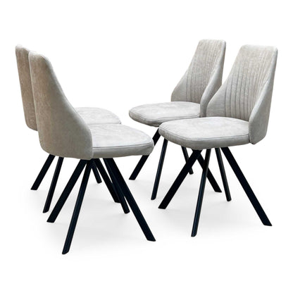 ‘Vida’ Taupe Fabric Set of 4 Swivel Dining Chairs Furniture Village