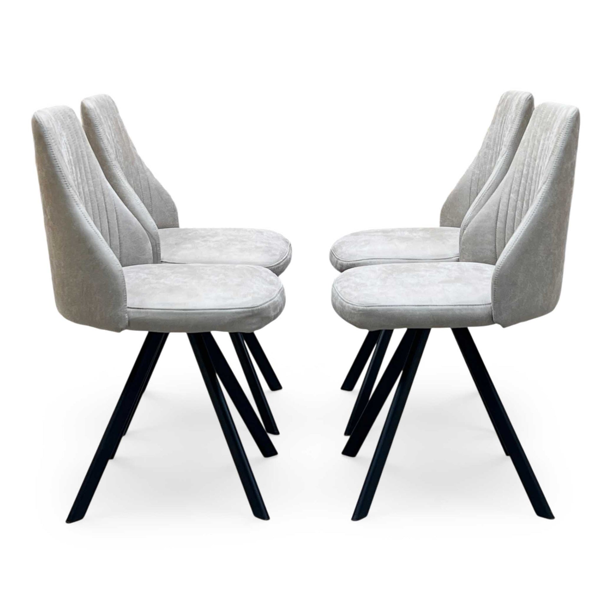 ‘Vida’ Taupe Fabric Set of 4 Swivel Dining Chairs Furniture Village