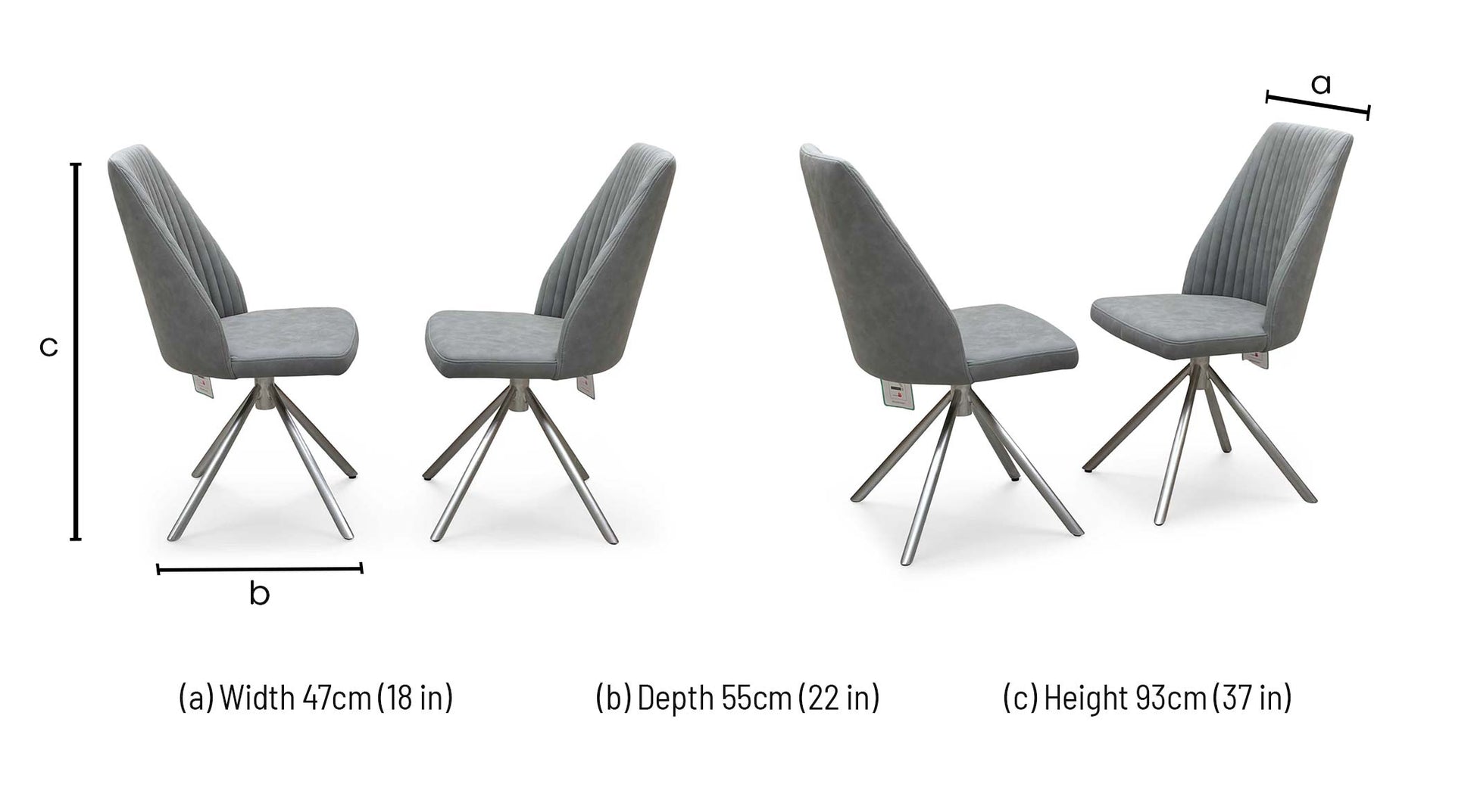 ‘Grigio’ Charcoal Grey Fabric Pair of Swivel Dining Chairs Furniture Village