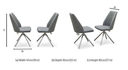 ‘Grigio’ Charcoal Grey Fabric Pair of Swivel Dining Chairs Furniture Village