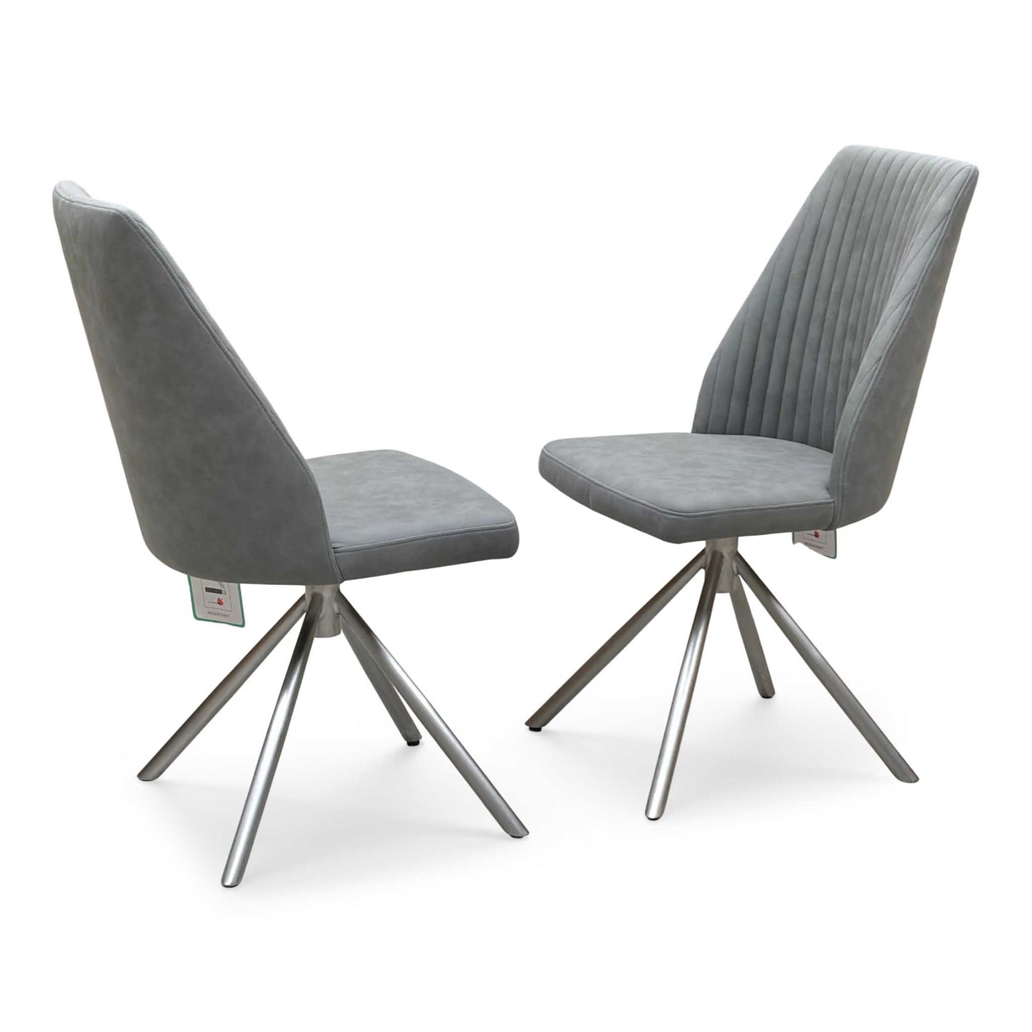 ‘Grigio’ Charcoal Grey Fabric Pair of Swivel Dining Chairs Furniture Village