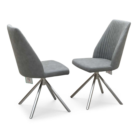‘Grigio’ Charcoal Grey Fabric Pair of Swivel Dining Chairs Furniture Village