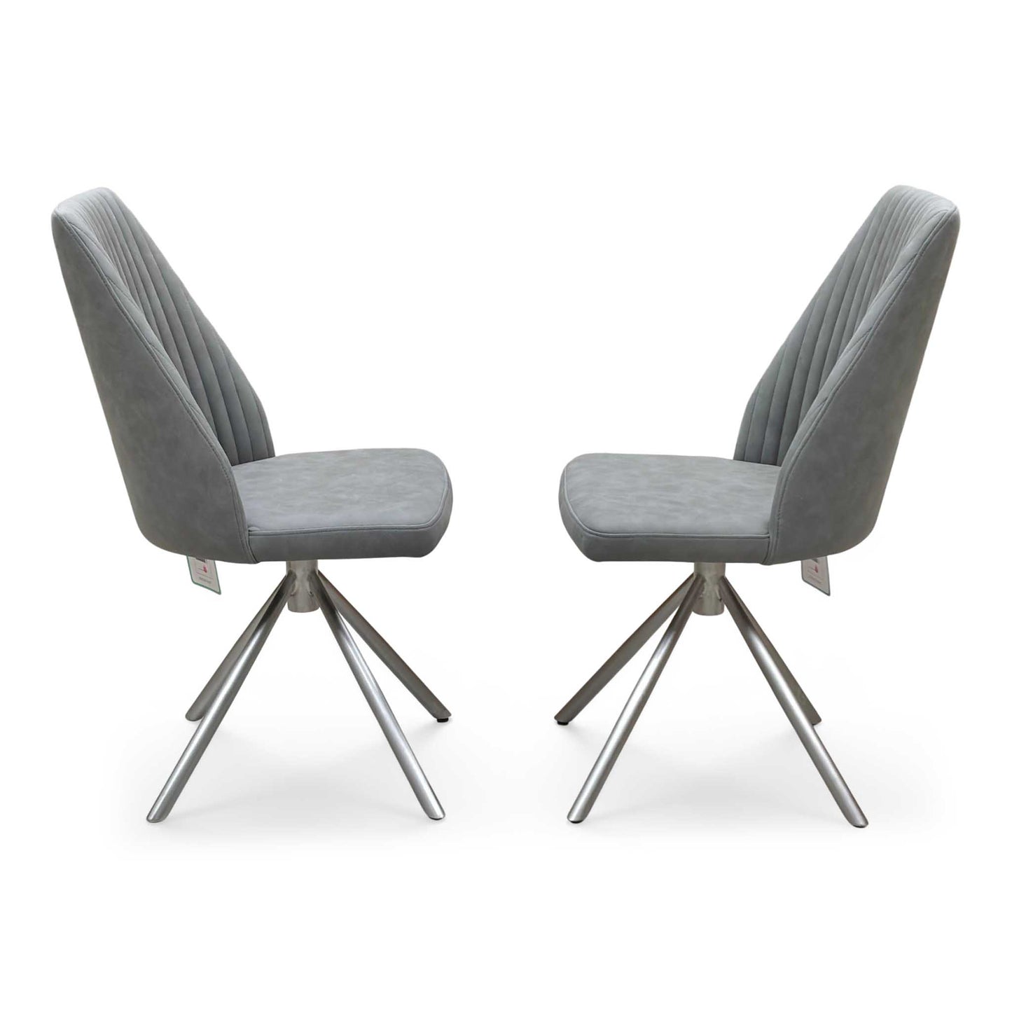 ‘Grigio’ Charcoal Grey Fabric Pair of Swivel Dining Chairs Furniture Village