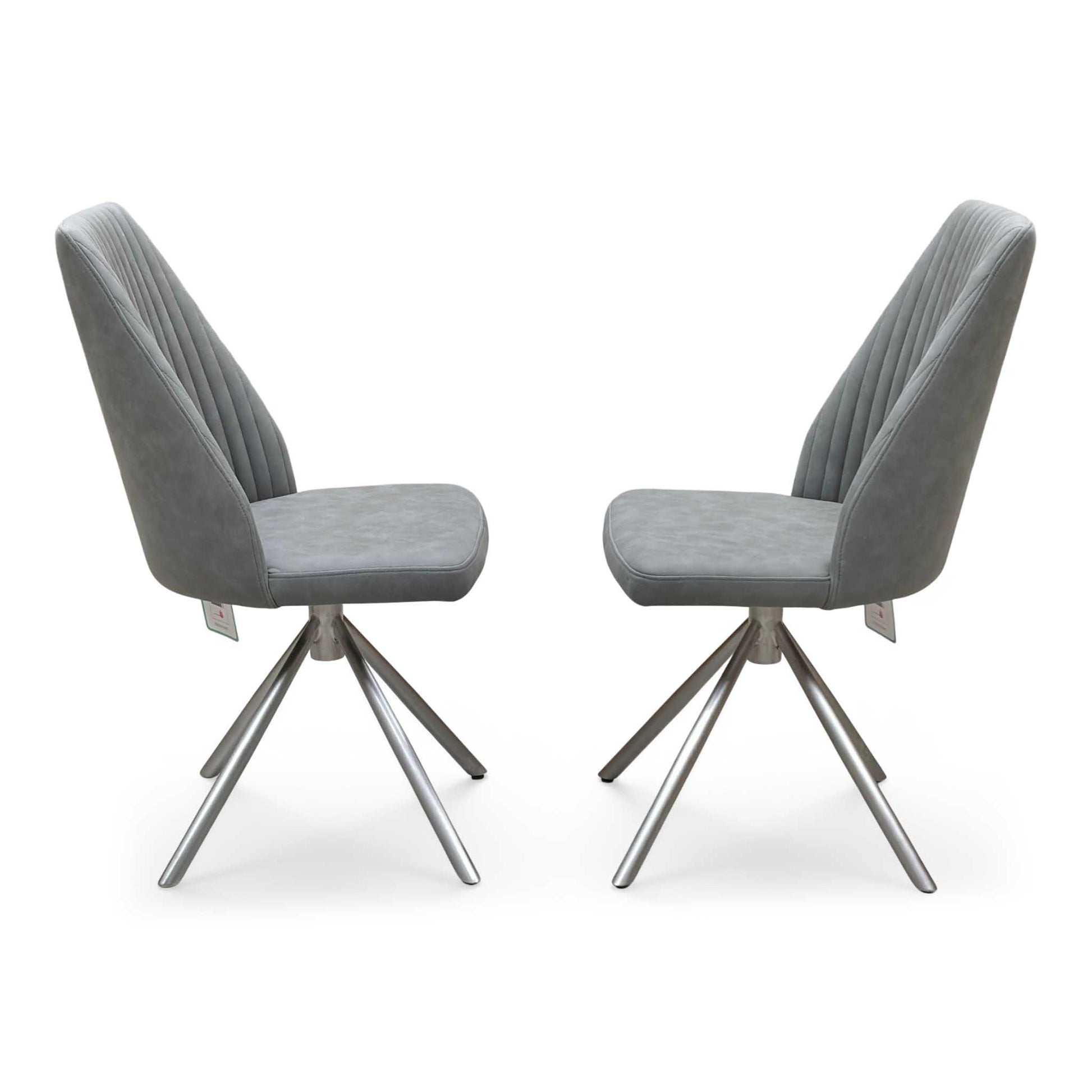 ‘Grigio’ Charcoal Grey Fabric Pair of Swivel Dining Chairs Furniture Village