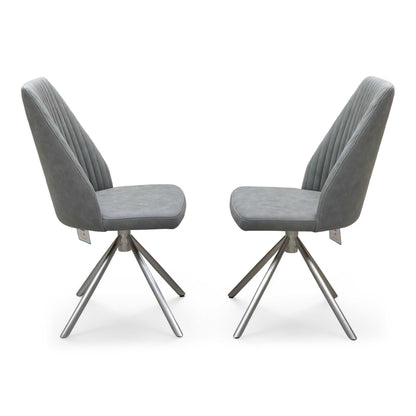 ‘Grigio’ Charcoal Grey Fabric Pair of Swivel Dining Chairs Furniture Village