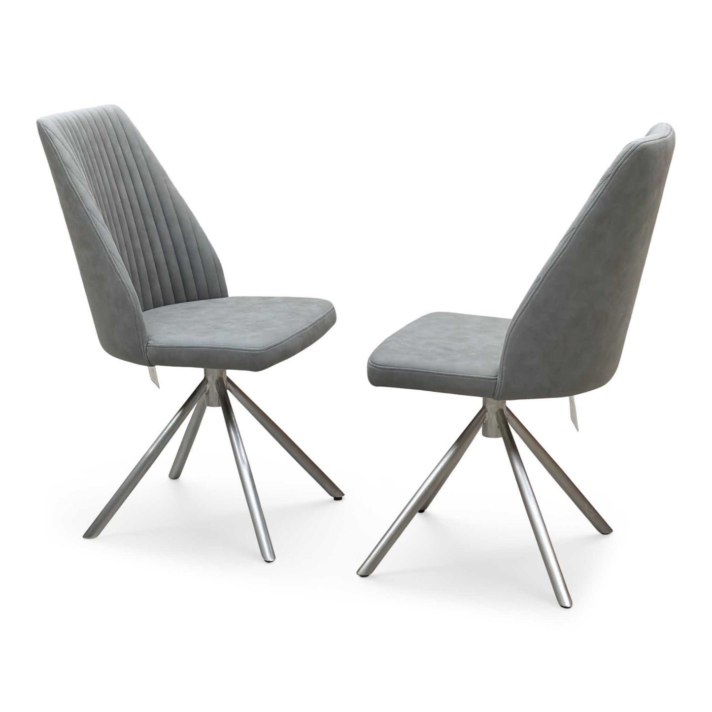 ‘Grigio’ Charcoal Grey Fabric Pair of Swivel Dining Chairs Furniture Village