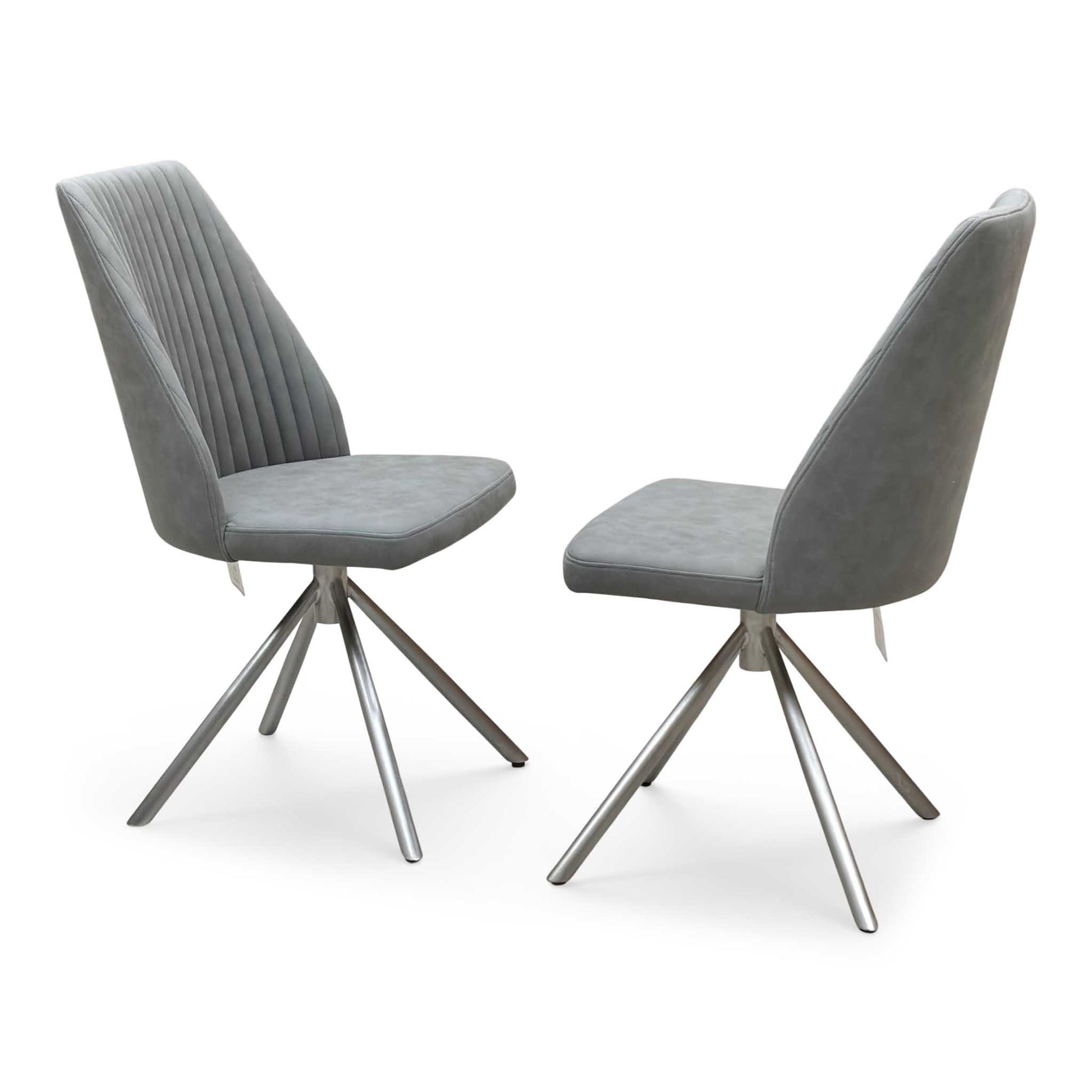 ‘Grigio’ Charcoal Grey Fabric Pair of Swivel Dining Chairs Furniture Village
