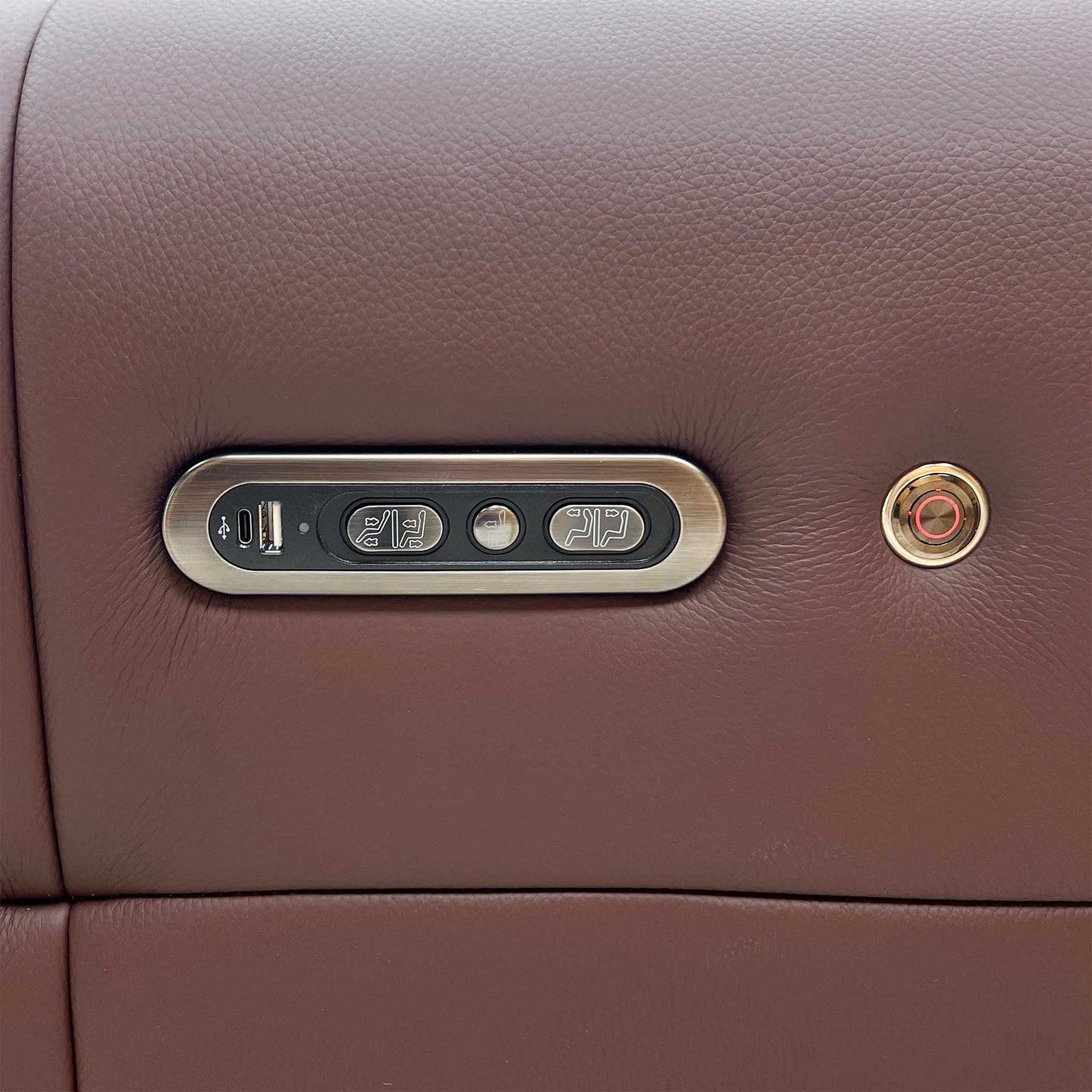 ‘Vino’ Cat-40_30 Oslo Mulberry Burgundy Leather 3 + 3 Seater Power Recliner Sofa Set with Power Headrests and Heated Seats Furniture Village