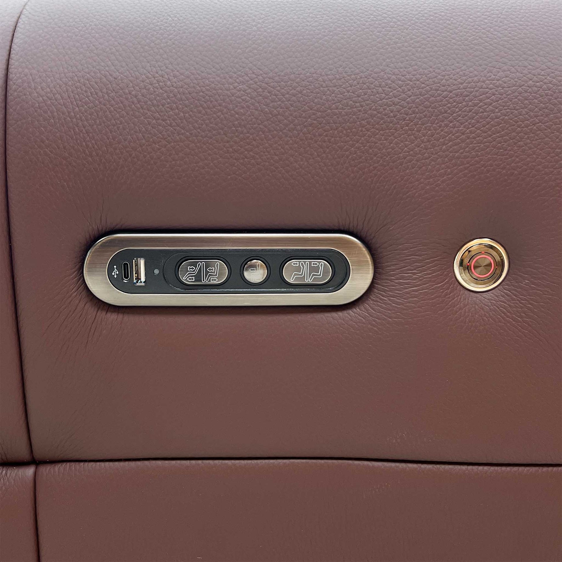 ‘Vino’ Cat-40_30 Oslo Mulberry Burgundy Leather 3 + 3 Seater Power Recliner Sofa Set with Power Headrests and Heated Seats Furniture Village