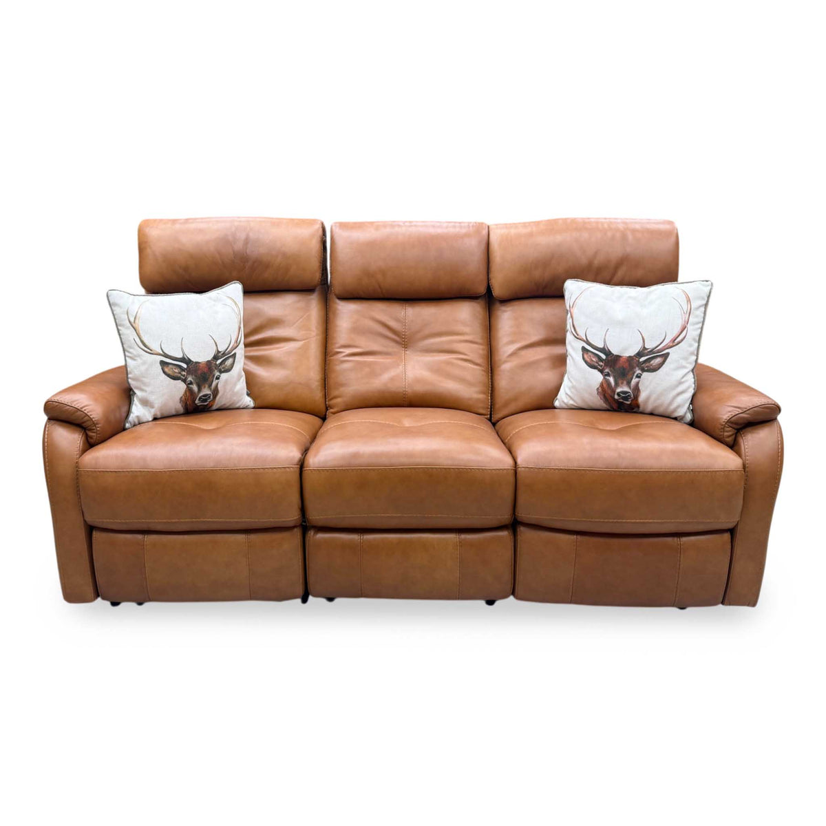 Word of Leather Compact Collection 'Titch' Ca-700e Cognac Brown Leather 3 Seater Power Recliner Sofa Furniture Village