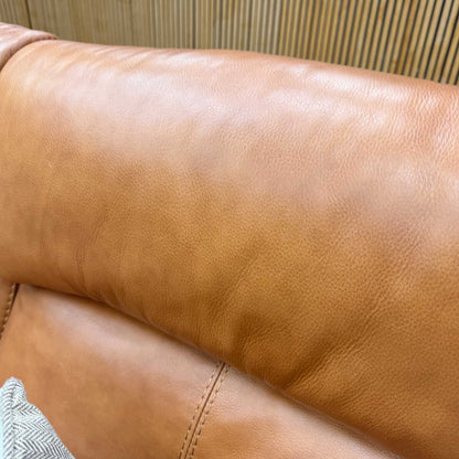Word of Leather Compact Collection 'Titch' Ca-700e Cognac Brown Leather 3 Seater Power Recliner Sofa Furniture Village