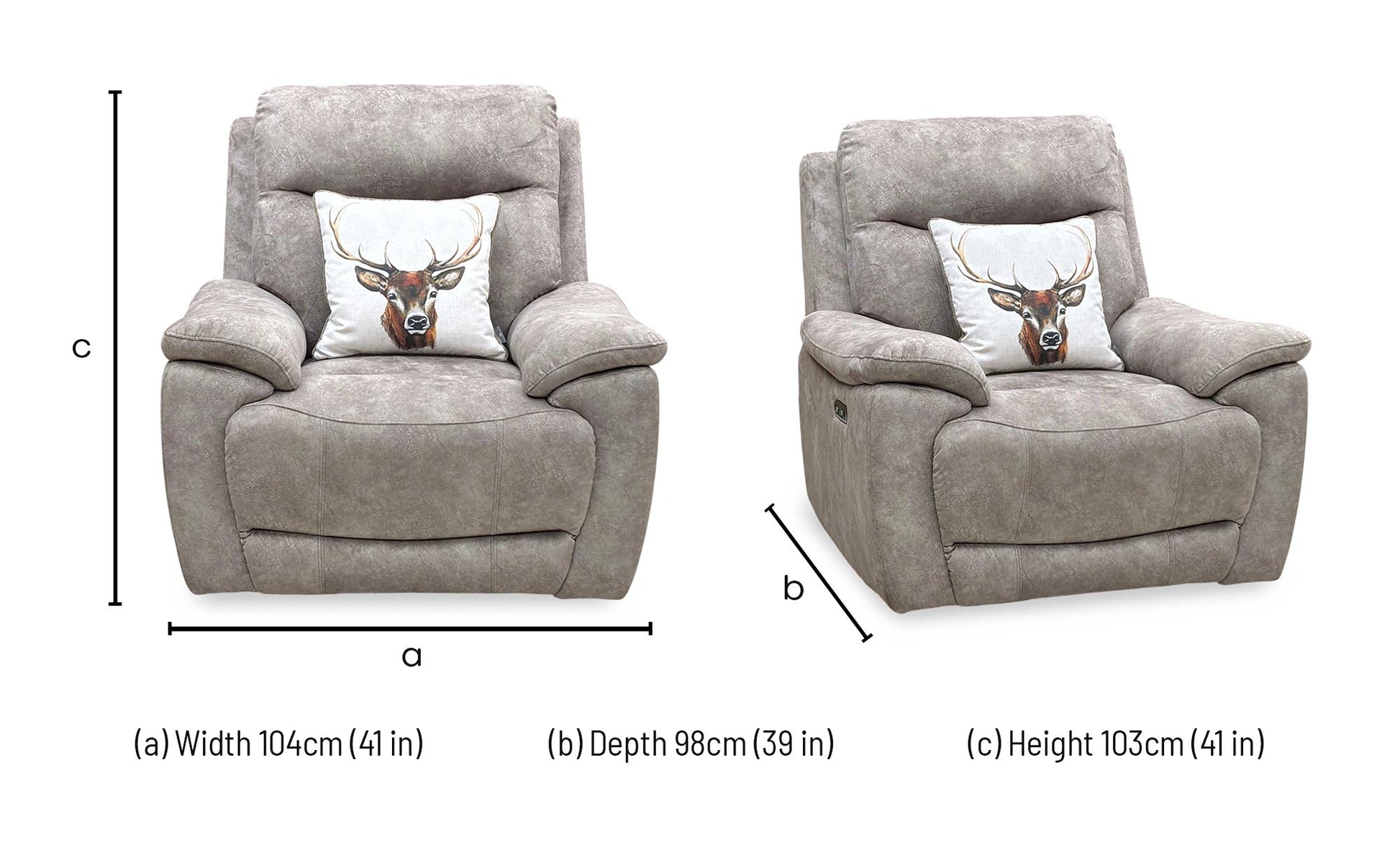 ‘Sloane’ Marble Charcoal Grey Velvet Fabric Power Recliner Chair Furniture Village