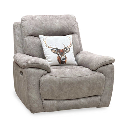 ‘Sloane’ Marble Charcoal Grey Velvet Fabric Power Recliner Chair Furniture Village
