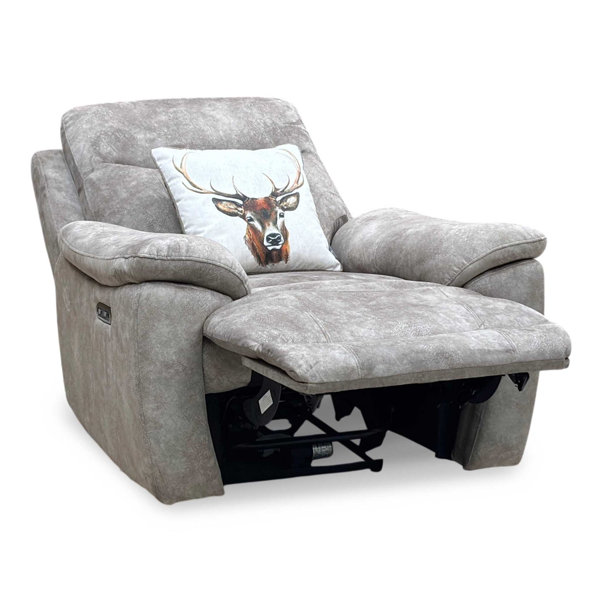 ‘Sloane’ Marble Charcoal Grey Velvet Fabric Power Recliner Chair Furniture Village
