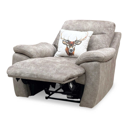 ‘Sloane’ Marble Charcoal Grey Velvet Fabric Power Recliner Chair Furniture Village