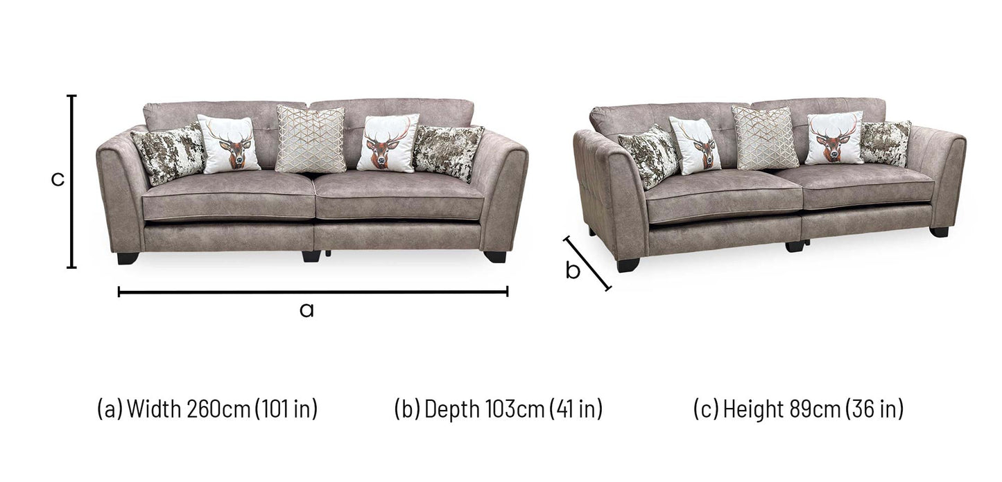 ‘Mariah’ Dapple Chocolate-Tri No Insert Velvet Fabric 4 Seater Classic Back Split Frame Sofa Furniture Village