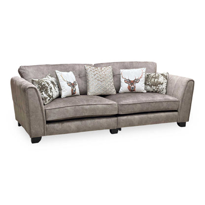 ‘Mariah’ Dapple Chocolate-Tri No Insert Velvet Fabric 4 Seater Classic Back Split Frame Sofa Furniture Village
