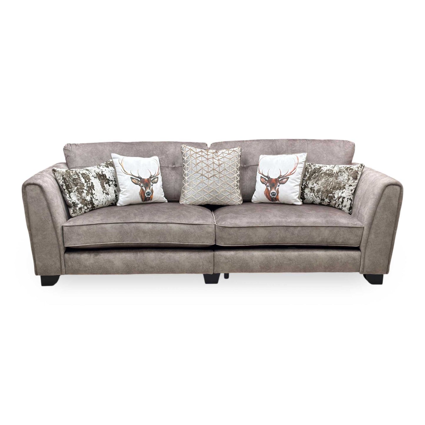 ‘Mariah’ Dapple Chocolate-Tri No Insert Velvet Fabric 4 Seater Classic Back Split Frame Sofa Furniture Village
