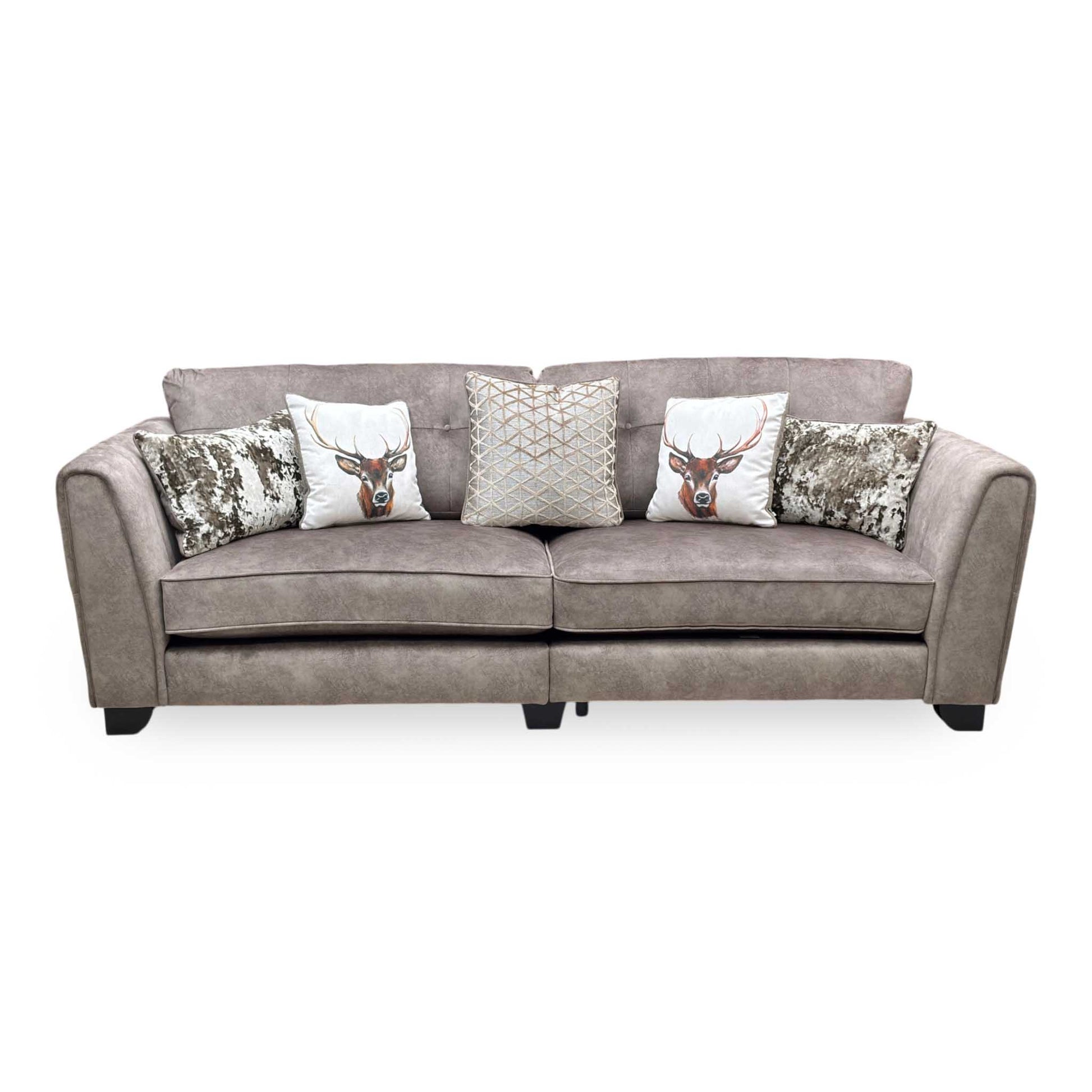 ‘Mariah’ Dapple Chocolate-Tri No Insert Velvet Fabric 4 Seater Classic Back Split Frame Sofa Furniture Village